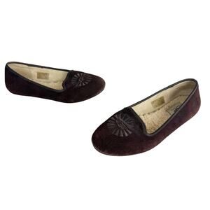 UGG Brown Suede Alloway Flats Shearling Loafer Sz 7